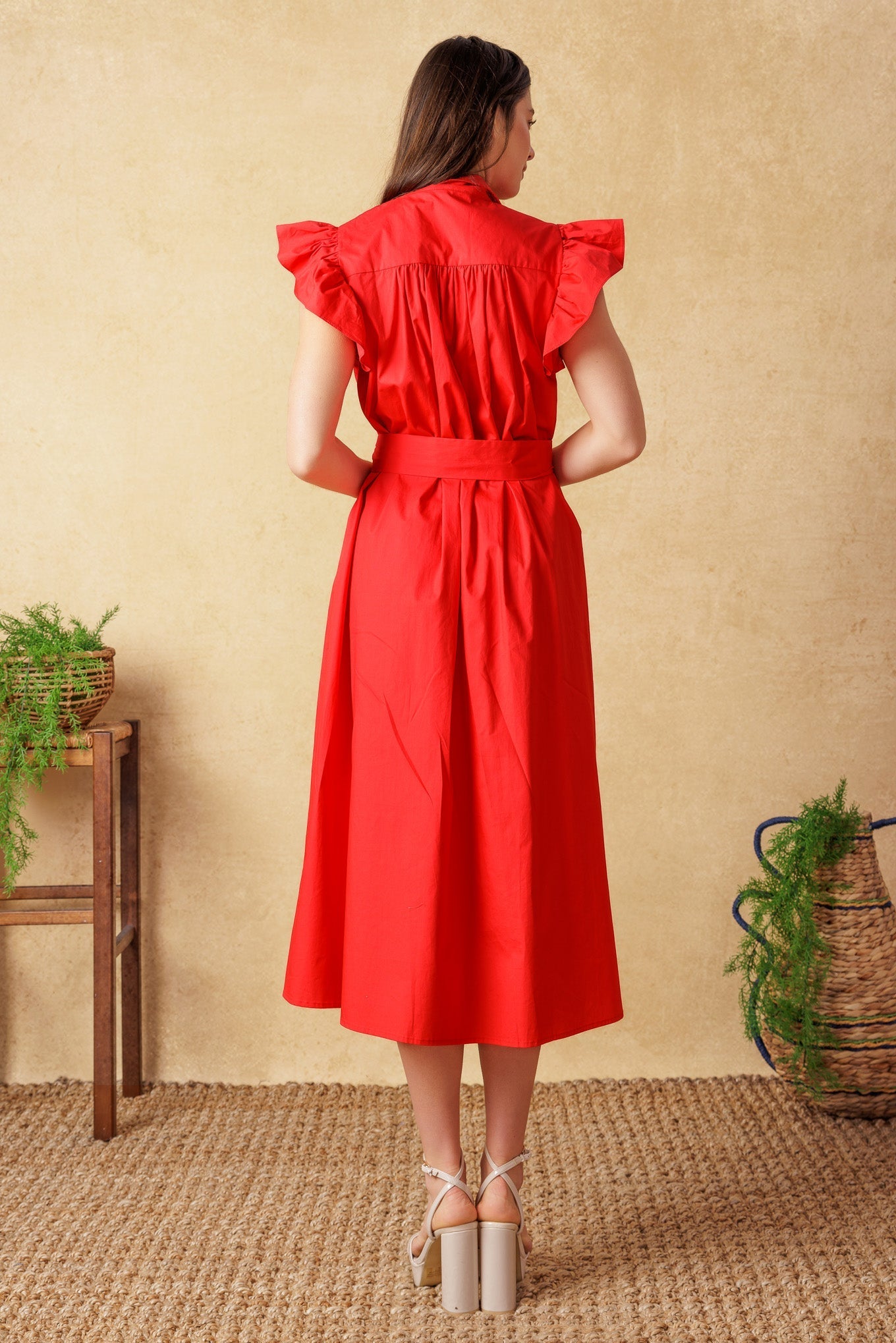 GLIMPSE IN TIME WOVEN MIDI DRESS Flying Tomato